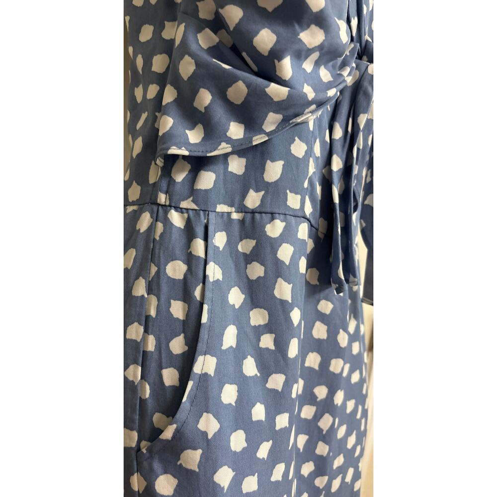 WHIT TWO Blue White Polka Dot Tie Front Wide Leg Jumpsuit Romper Petite 2P - Picture 4 of 10